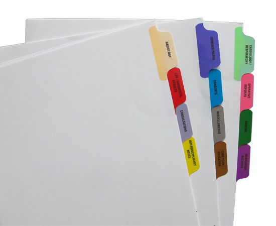 Custom print tabs in color or black and white.